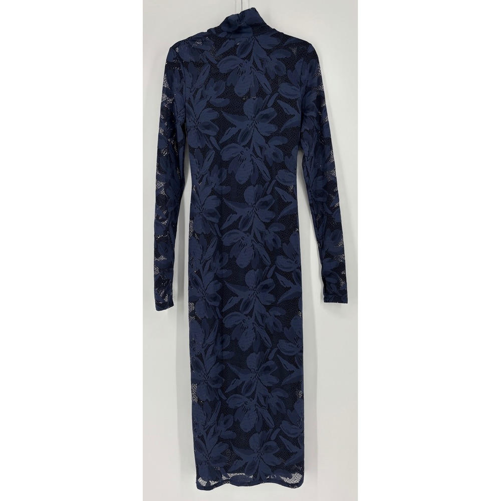 New AFRM Shailene Floral Lace Long Sleeve Midi Dress Black Iris Women Size Large - Picture 7 of 11